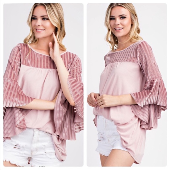 💖Beautiful ShadowVelvet Bell Sleeve Top 1- L left - Picture 4 of 8